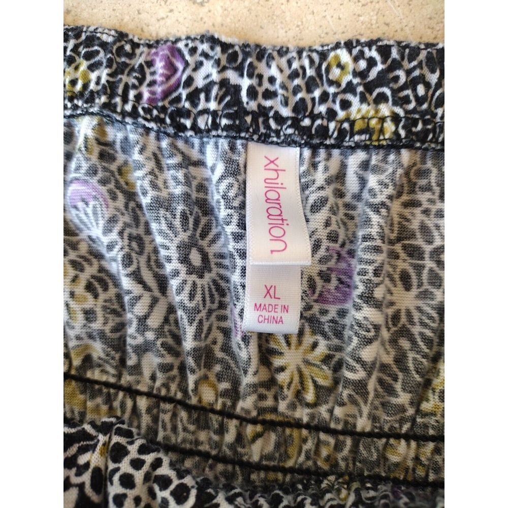 Xhilaration Sun Dress Women's XL‎ Black White Floral Midi Knit Straps Sleeveless - Picture 3 of 9
